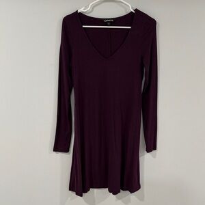 Express Women's Long Sleeve Dress in Deep Purple